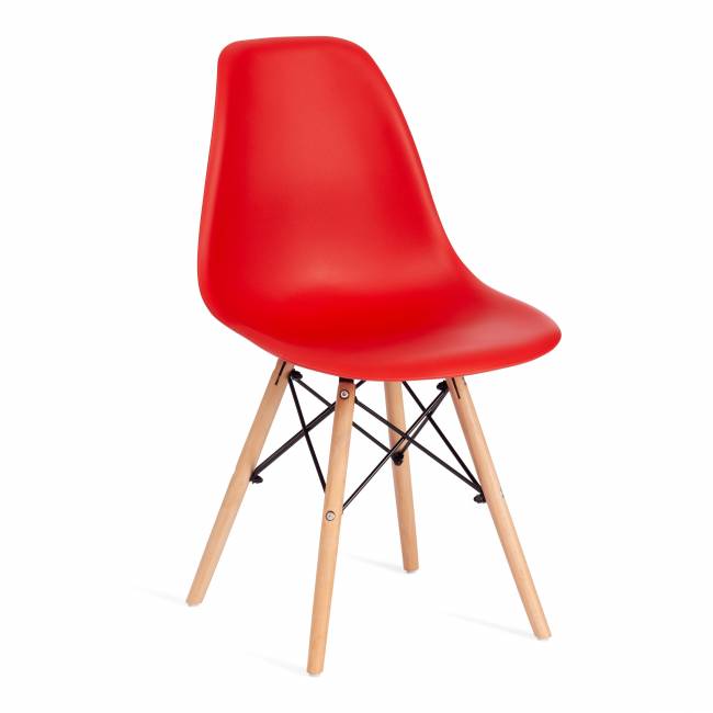 Стул CINDY (EAMES) (mod. 001) дерево бук/металл/сиденье пластик, 51x46x82см, красный/red (Комплект из 4 шт.)