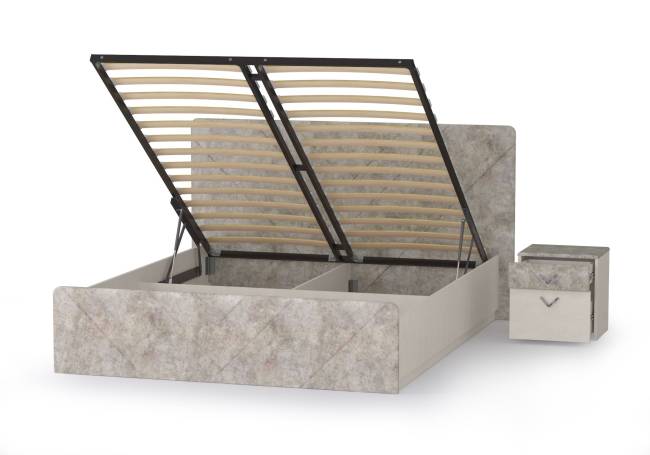 Кровать 1600 с подъёмным ортопедическим основанием и тумбочкой Амели 11.31 цвет шёлковый камень/бетон чикаго беж Кровать 1600 с подъёмным ортопедическим основанием и тумбочкой Амели 11.31 цвет шёлковый камень/бетон чикаго беж