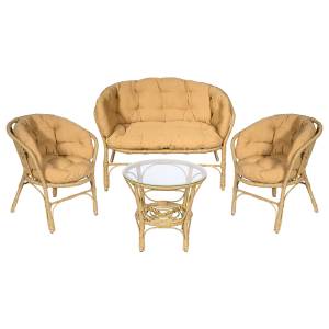 Комплект кофейный из искусственного ротанга Багама 3+1, светло-коричневый Комплект кофейный из искусственного ротанга Багама 3+1, светло-коричневый