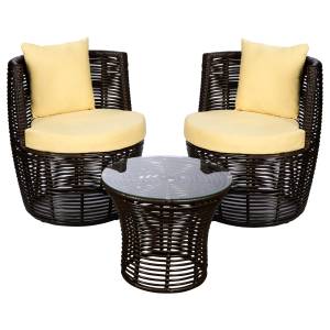 Комплект кофейный из искусственного ротанга ВАЗА, коричневый Комплект кофейный из искусственного ротанга ВАЗА, коричневый