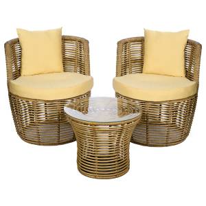 Комплект кофейный из искусственного ротанга ВАЗА, светло-коричневый Комплект кофейный из искусственного ротанга ВАЗА, светло-коричневый