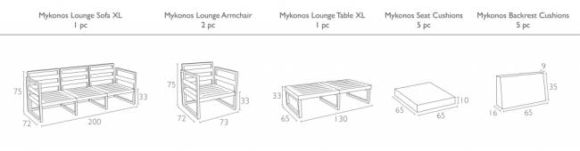 Комплект пластиковой мебели Mykonos XL бежевый, светло-коричневый