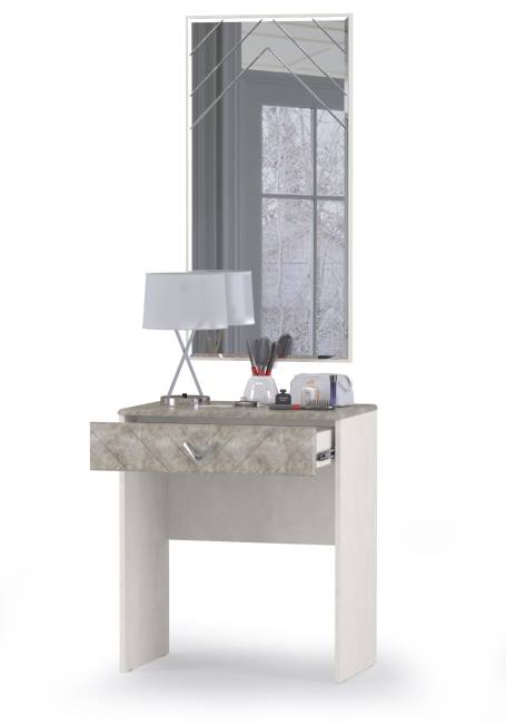 Столик туалетный с зеркалом Амели Моби цвет шёлковый камень/бетон чикаго беж Столик туалетный с зеркалом Амели Моби цвет шёлковый камень/бетон чикаго беж