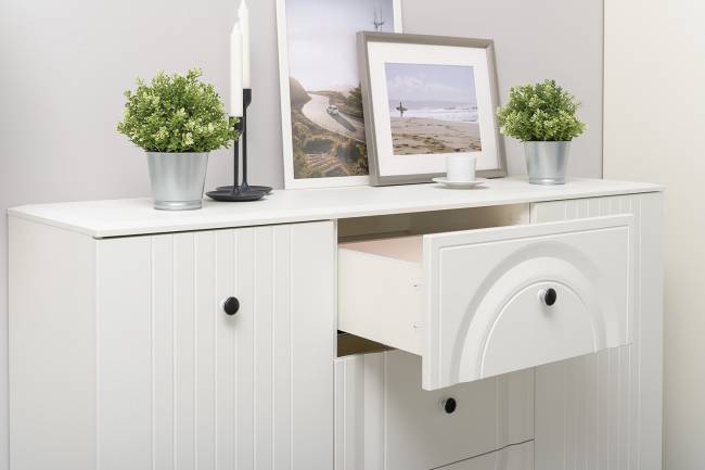 Большая стенка для гостиной Валенсия № 107 цвет белый шагрень