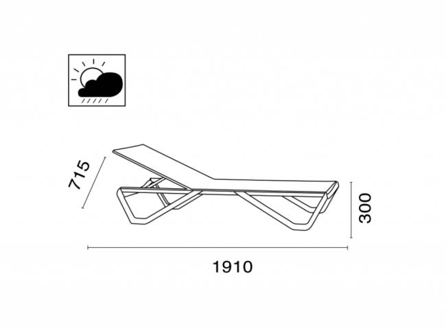 Шезлонг-лежак металлический Wave белый, антрацит 1910х715х300 мм