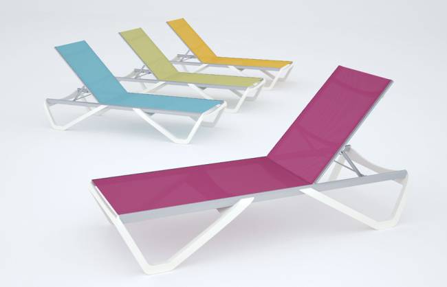 Шезлонг-лежак металлический Wave антрацит, белый 1910х715х300 мм