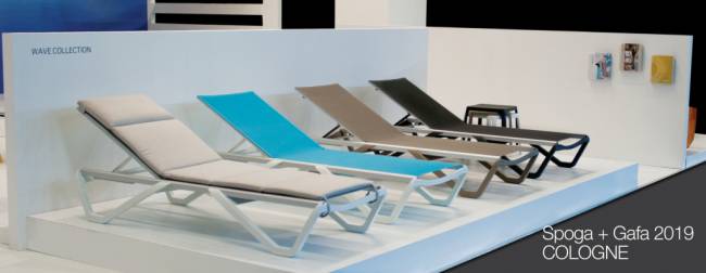 Шезлонг-лежак металлический Wave антрацит, белый 1910х715х300 мм