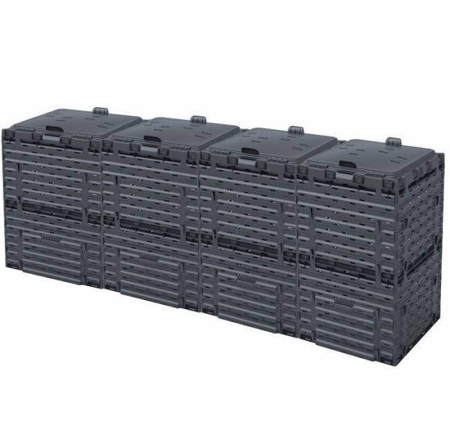 Компостер садовый 1200 л PITECO с крышкой K1130, K1030 чёрный (из 4-х мест)
