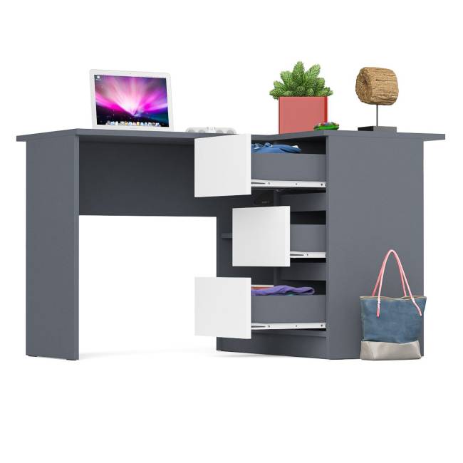 Угловой компьютерный стол Мори МС-16 правый цвет графит/белый Угловой компьютерный стол Мори МС-16 правый цвет графит/белый