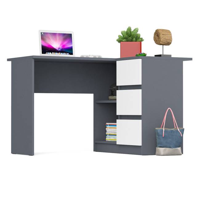Угловой компьютерный стол Мори МС-16 правый цвет графит/белый Угловой компьютерный стол Мори МС-16 правый цвет графит/белый