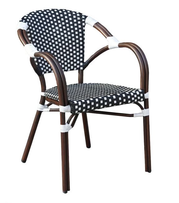 "Кабри" плетеный стул из искусственного ротанга, цвет черно-белый "Кабри" плетеный стул из искусственного ротанга, цвет черно-белый