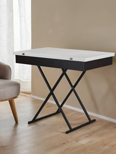 Стол-трансформер Лерон белый/черный