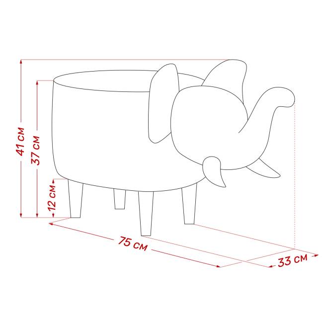 Пуф Leset Слоник Milos 16, компаньон Milos 02 Бук