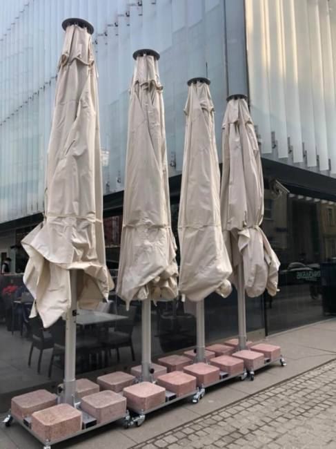 Зонт профессиональный 4х4 м Mega Telescopic серебристый, светлый беж 4000х4000 мм