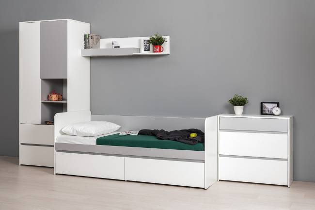 Шкаф для одежды Торонто 13.333 цвет белый шагрень/стальной серый