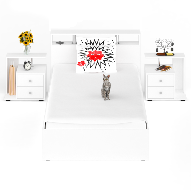 Кровать 1200 Камелия + две тумбы цвет белый Кровать 1200 Камелия + две тумбы цвет белый