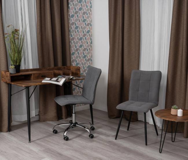 Комплект кресло + стул Bari LT, флок , серый/черный, 29, 41х55х89 см серый/черный флок