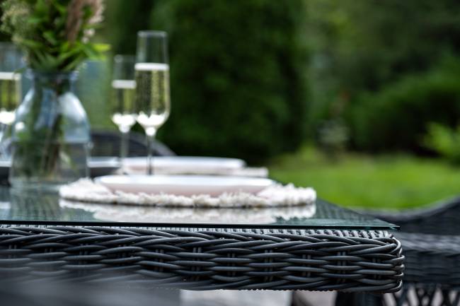 "Амароне" обеденная группа из искусственного ротанга на 6 персон, цвет графит "Амароне" обеденная группа из искусственного ротанга на 6 персон, цвет графит