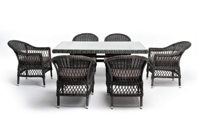 "Амароне" обеденная группа из искусственного ротанга на 6 персон, цвет графит "Амароне" обеденная группа из искусственного ротанга на 6 персон, цвет графит