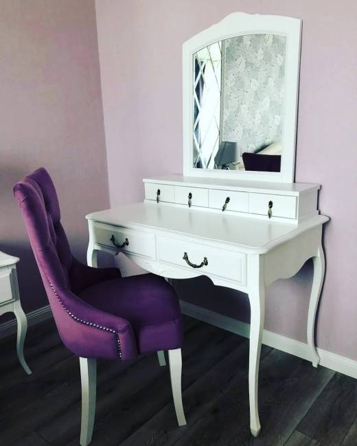 Туалетный стол Малонн Ави с секретером и зеркалом Белый