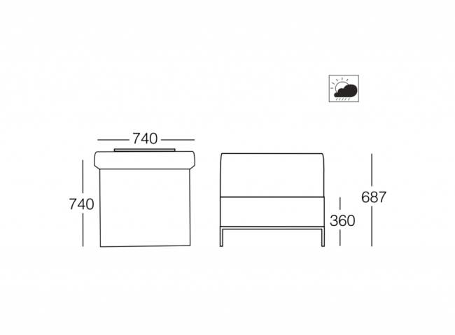 Диван модульный Slim Stripe белый, бежевый 2220х740х687 мм