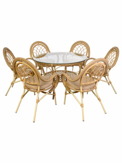 Стол Java (Ява) из искусственного ротанга, слоновая кость