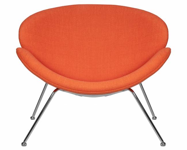 Кресло дизайнерское DOBRIN EMILY, оранжевая ткань AF, хромированная сталь