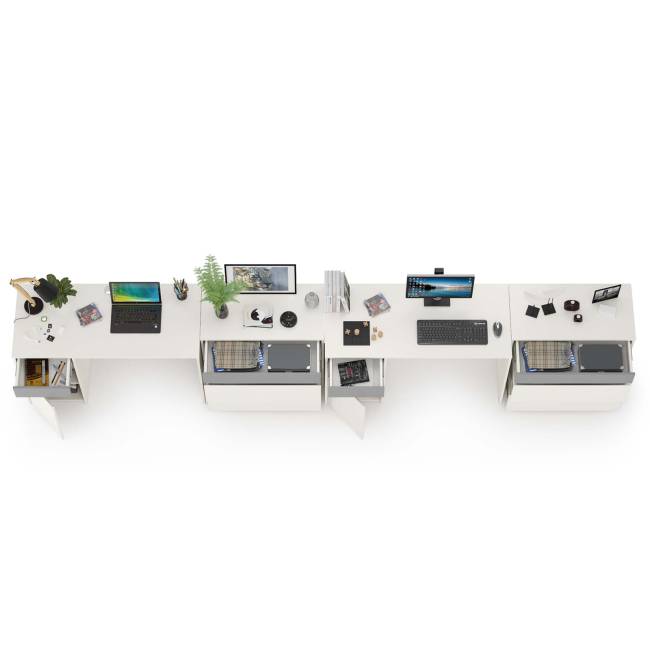 Два письменных стола и два комода Торонто цвет белый шагрень/стальной серый Два письменных стола и два комода Торонто цвет белый шагрень/стальной серый