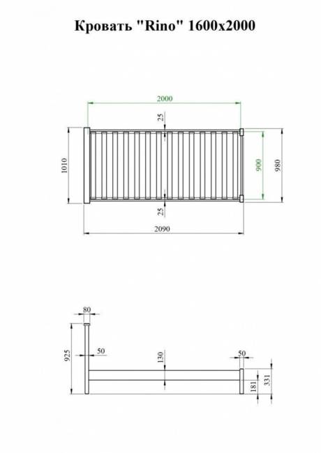 Кровать Rino 1400 х 2000 дуб, без покраски