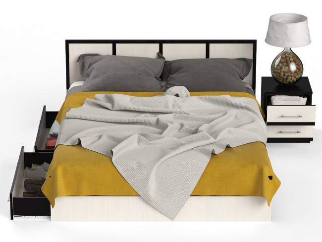 Кровать с ящиками 1600 с тумбой Сакура цвет венге/дуб лоредо Кровать с ящиками 1600 с тумбой Сакура цвет венге/дуб лоредо