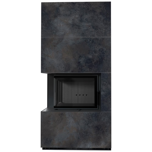 Каминокомплект Kratki PRO FLOKI OSSIDO NERO, угловое стекло слева