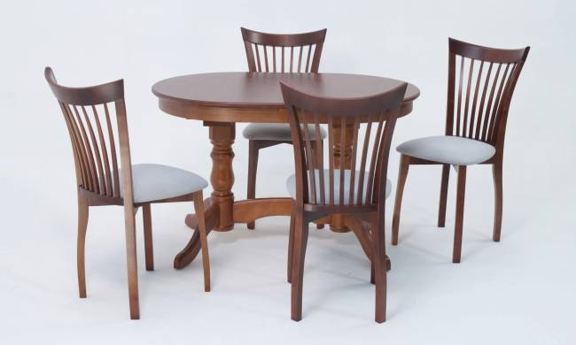 Обеденная группа стол Бизе со стульями Миранда,орех, серый