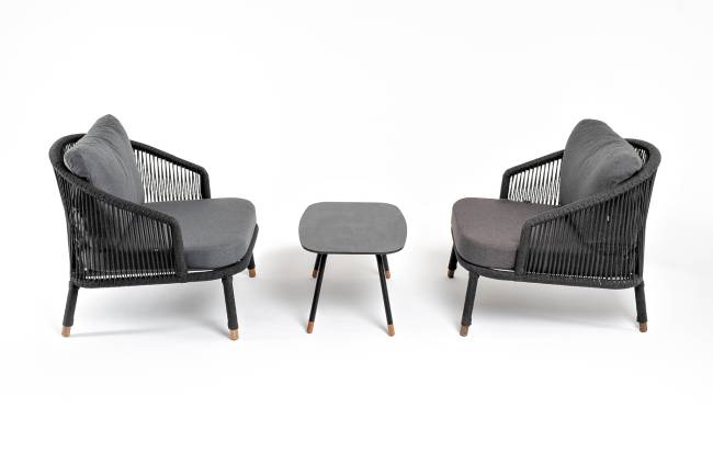 "Верона" лаунж-зона 5-местная плетеная из роупа (веревки), каркас алюминиевый темно-серый, роуп темно-серый