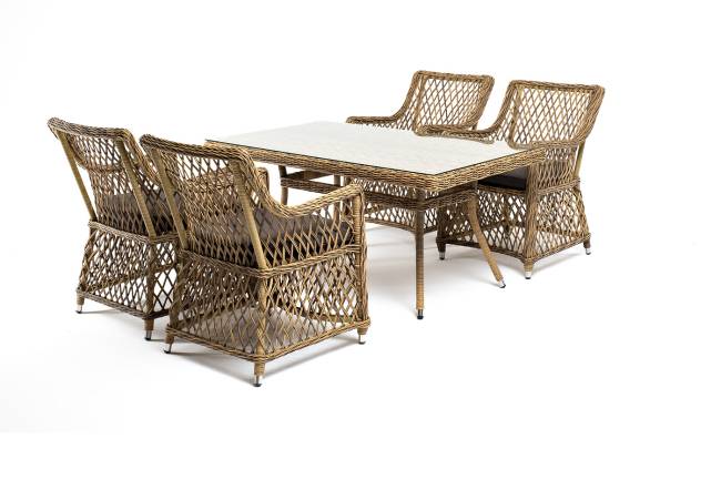 "Латте - 140 L" обеденная группа плетеная, цвет соломенный "Латте - 140 L" обеденная группа плетеная, цвет соломенный