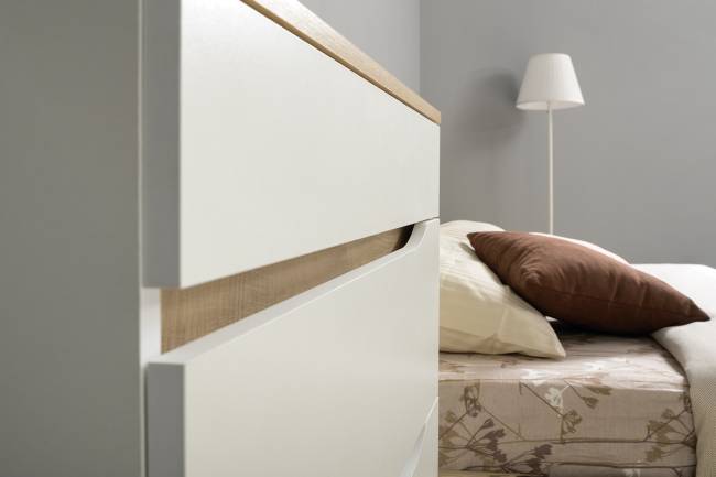 Набор мебели для спальни Муссон с кроватью 1600 цвет белый/чёрный/дуб эндгрейн элегантный/кожзам белый