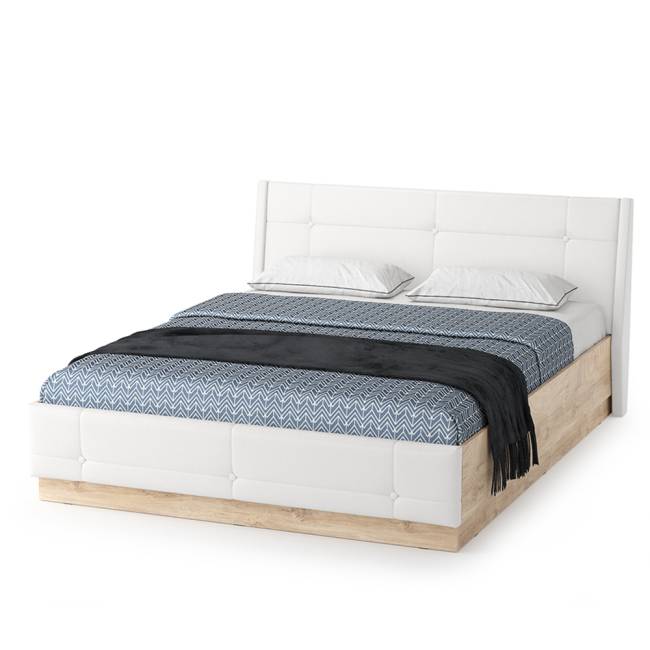 Набор мебели для спальни Муссон с кроватью 1600 цвет белый/чёрный/дуб эндгрейн элегантный/кожзам белый