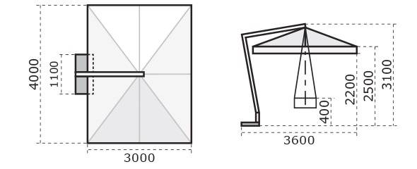 Зонт профессиональный 3х4 м Rimini Braccio белый, серо-коричневый 3000х4000 мм Зонт профессиональный 3х4 м Rimini Braccio белый, серо-коричневый 3000х4000 мм