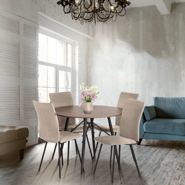 Стул обеденный La Rousse флок , бежевый/черный, 7, 49х50х93 бежевый флок