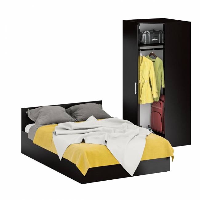 Кровать двуспальная 1400 с угловым шкафом Стандарт цвет венге Кровать двуспальная 1400 с угловым шкафом Стандарт цвет венге