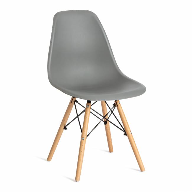 Стул CINDY (EAMES) (mod. 001) дерево бук/металл/сиденье пластик, 51x46x82см, серый/grey (Комплект из 4 шт.)
