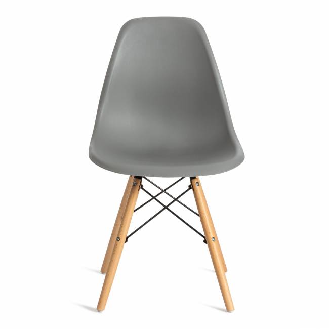 Стул CINDY (EAMES) (mod. 001) дерево бук/металл/сиденье пластик, 51x46x82см, серый/grey (Комплект из 4 шт.) серый/grey дерево бук/металл/сиденье пластик