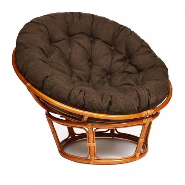 Кресло PAPASAN/ПАПАСАН 23/01 W  /с подушкой/ диаметр подушки 125 см, 115х101х104 см, Cognac (коньяк), ткань Коричневый, 3М7-147 Cognac (коньяк)