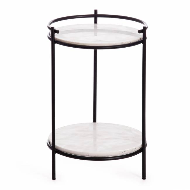 Столик кофейный Secret De Maison FASELIS ( mod. 11886 ) алюминиевый сплав/мрамор, 38*38*56 см, черный/белый мрамор черный/белый мрамор алюминиевый сплав/мрамор