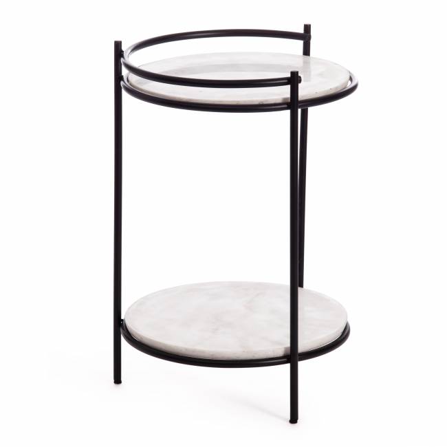 Столик кофейный Secret De Maison FASELIS ( mod. 11886 ) алюминиевый сплав/мрамор, 38*38*56 см, черный/белый мрамор черный/белый мрамор алюминиевый сплав/мрамор