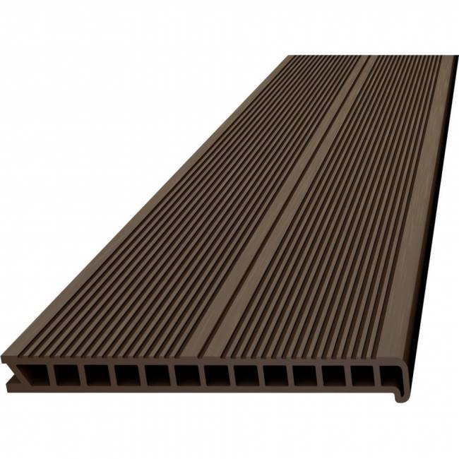 Ступень из ДПК DECKRON пустотелая с брашингом, 320*28*4000, венге