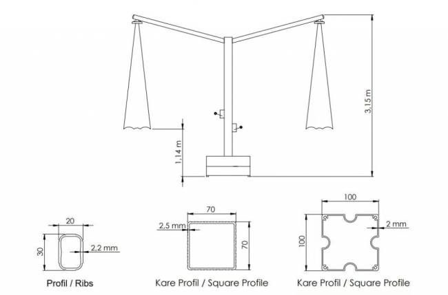 Зонт профессиональный четырехкупольный 6.53х6.53 м Banana Quadro бежевый 6530х6530 мм Зонт профессиональный четырехкупольный 6.53х6.53 м Banana Quadro бежевый 6530х6530 мм