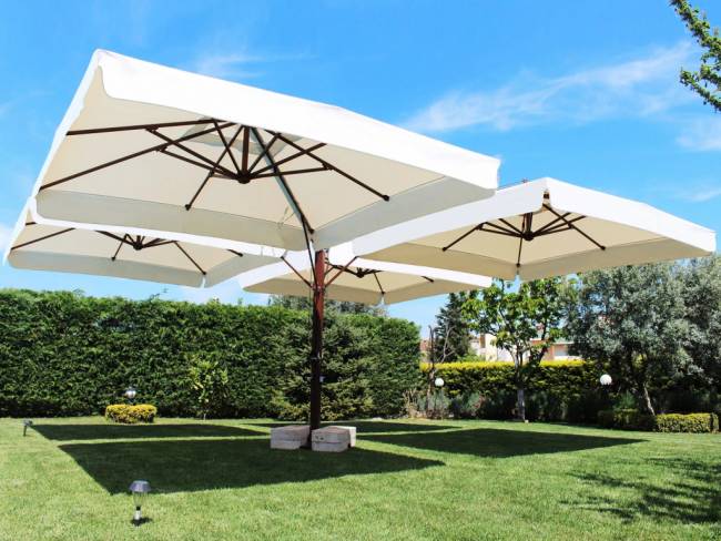 Зонт профессиональный четырехкупольный 6.53х6.53 м Banana Quadro бежевый 6530х6530 мм Зонт профессиональный четырехкупольный 6.53х6.53 м Banana Quadro бежевый 6530х6530 мм