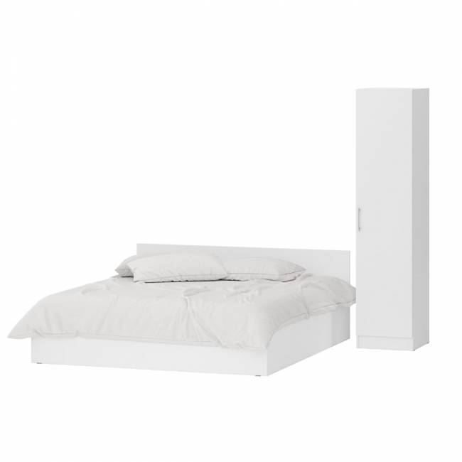 Кровать белая двуспальная 1800 с пеналом Стандарт цвет белый