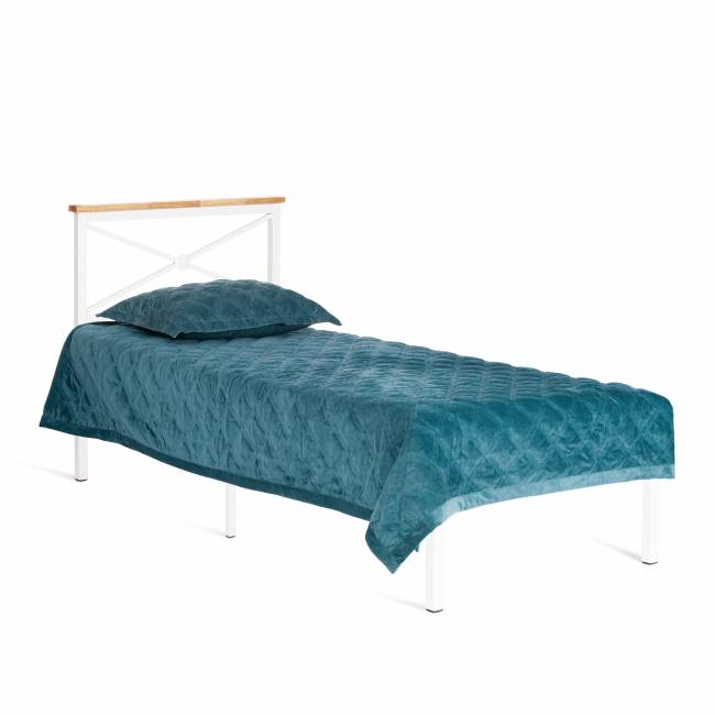 Кровать Iris (mod.9311) дерево гевея/металл, 90*200 см (Single bed), Белый (White) Белый (White) дерево гевея/металл