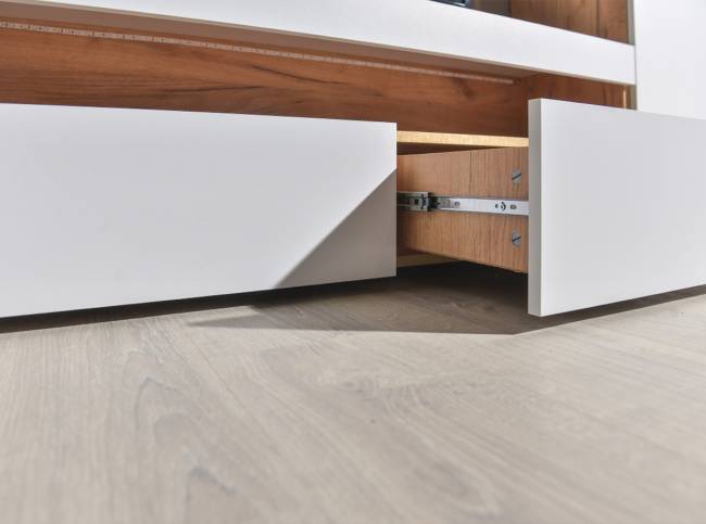 Тумба под ТВ Альба цвет дуб крафт золотой/белый премиум Тумба под ТВ Альба цвет дуб крафт золотой/белый премиум